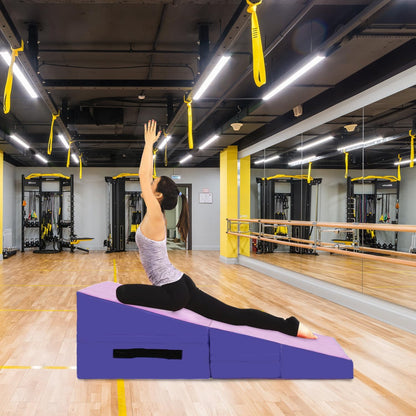 Gymnastics Mat Incline Indoor/Outdoor Tumbling Mats yoga mat for Home Gym Folding Exercise Mat with Non-Slip Surface & Handles Cheese Wedge Mat