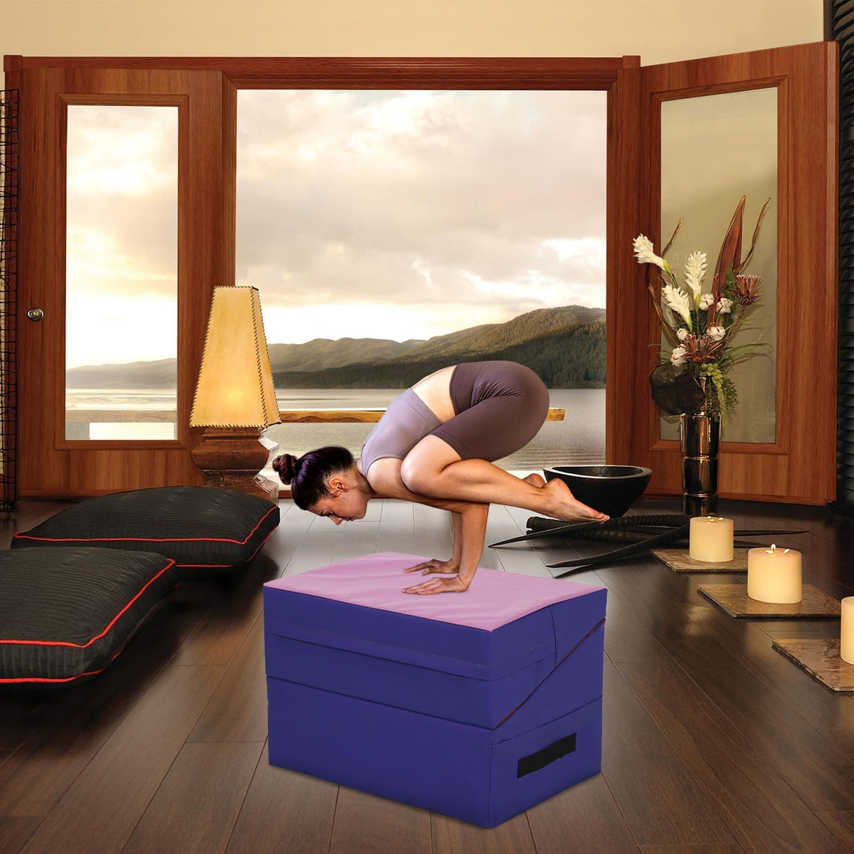 Gymnastics Mat Incline Indoor/Outdoor Tumbling Mats yoga mat for Home Gym Folding Exercise Mat with Non-Slip Surface & Handles Cheese Wedge Mat