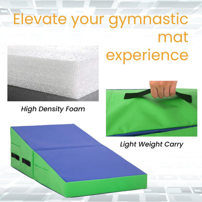 Gymnastics Mat Incline Indoor/Outdoor Tumbling Mats yoga mat for Home Gym Folding Exercise Mat with Non-Slip Surface & Handles Cheese Wedge Mat