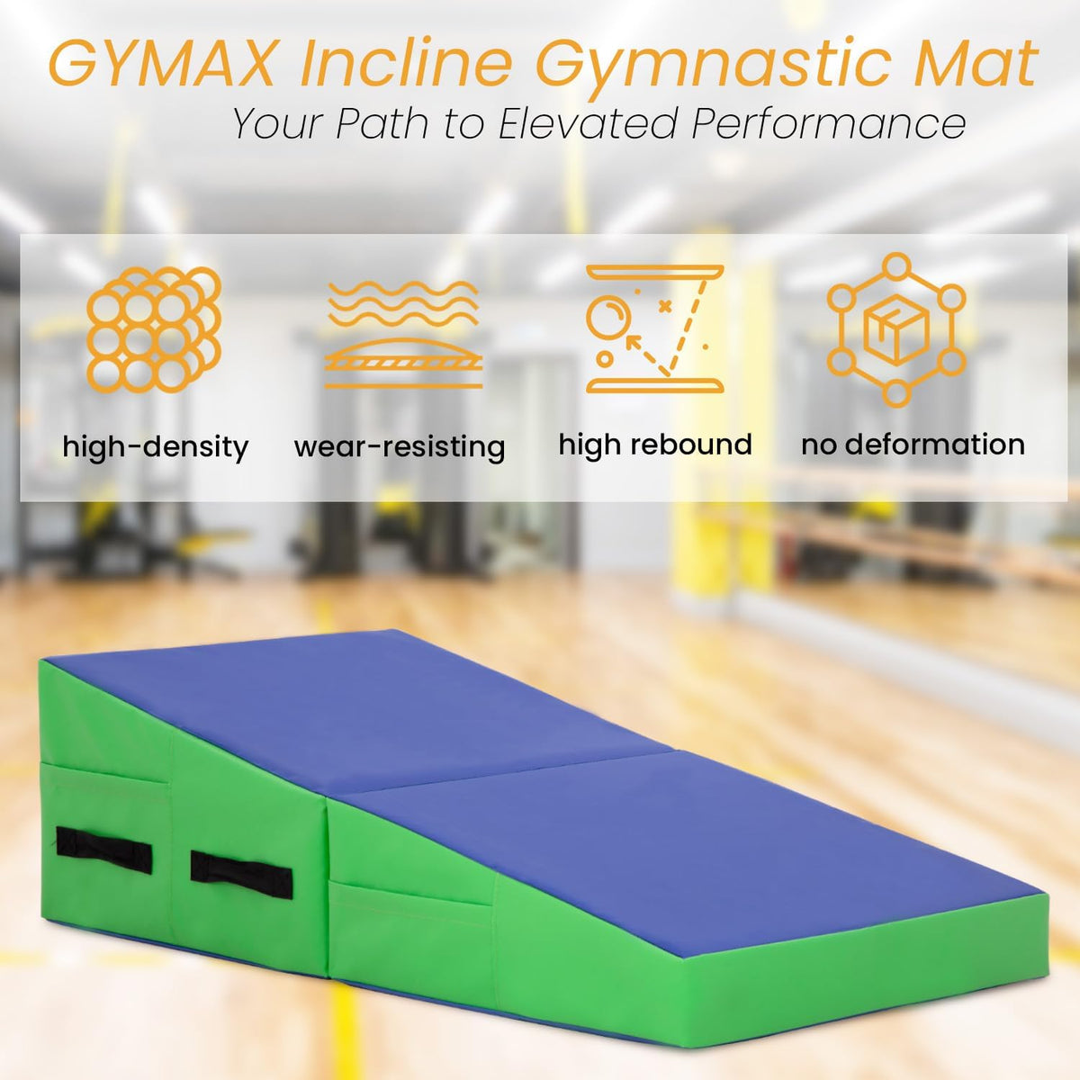 Gymnastics Mat Incline Indoor/Outdoor Tumbling Mats yoga mat for Home Gym Folding Exercise Mat with Non-Slip Surface & Handles Cheese Wedge Mat