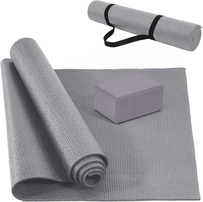 All Purpose Thick High Density No Tear Exercise Yoga Mat with Strap & Lightweight Features for Indoor & Outdoor Use