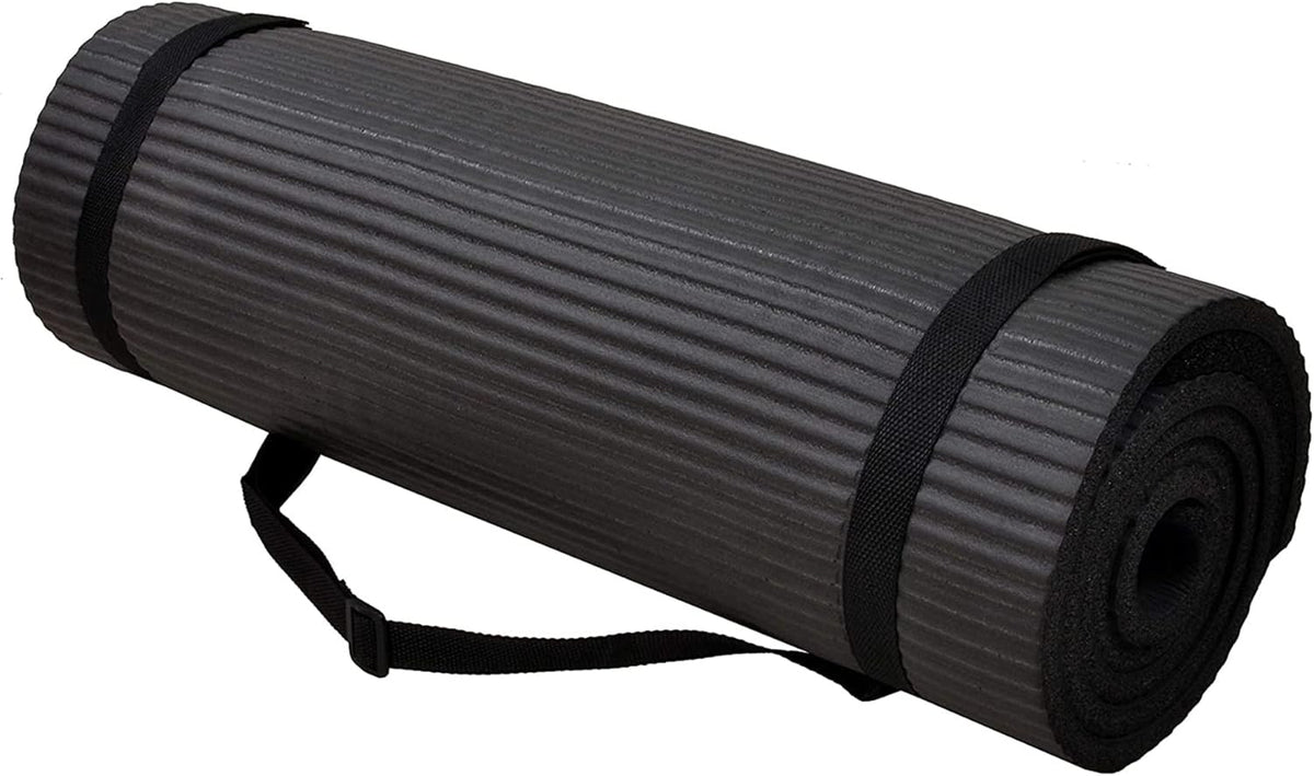 All Purpose 1/2-Inch Extra Thick High Density Anti-Tear Exercise Yoga Mat and Knee Pad with Carrying Strap, Multiple Colors