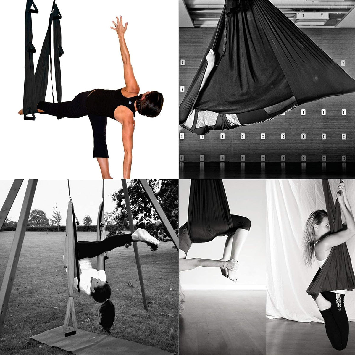 Aerial Yoga Swing Sling Strong Yoga Hammock Kit Set Trapeze Inversion Equipment Include 2 Extensions Straps and Ceiling Mounting Kit