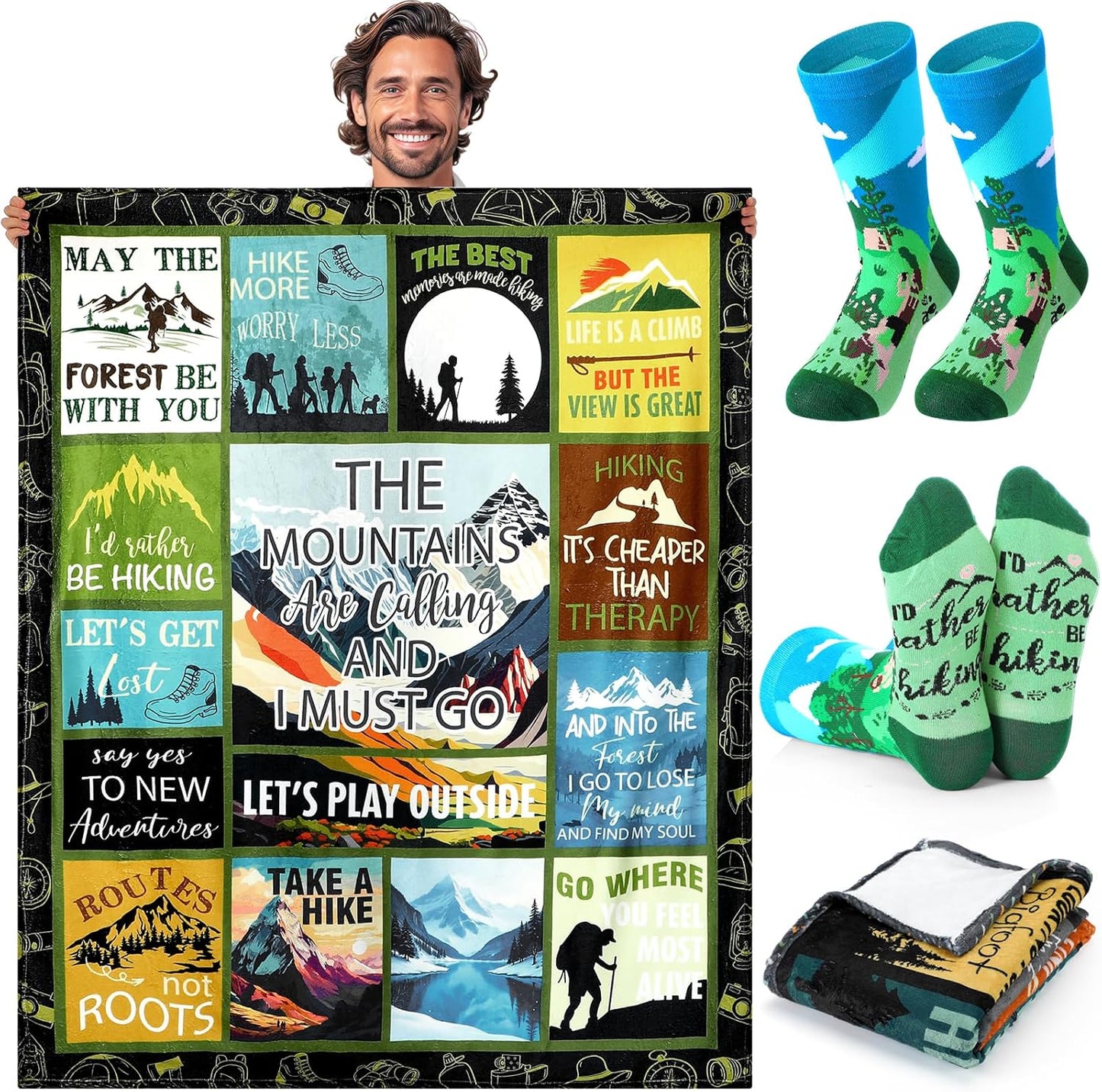 HunnmingRe 2 Pcs Unique Yoga Blanket and Socks Gifts for Yoga Lovers 50" x 60" Restorative Instructor Teacher Mother's Day Birthday Gag Gifts for Meditation Gymnasts Women Girls