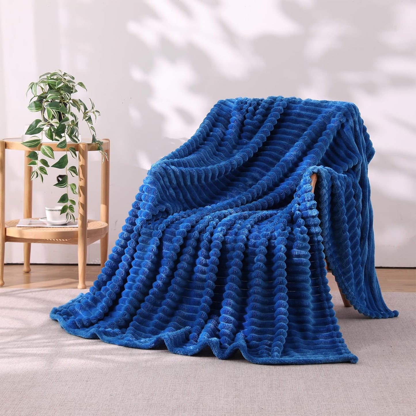 Khaki Throw Blanket for Couch Sofa 50x60 inches Striped Fleece Blankets Room Home Decor Lightweight Plush Soft Cozy Gifts for Women Mom Girls