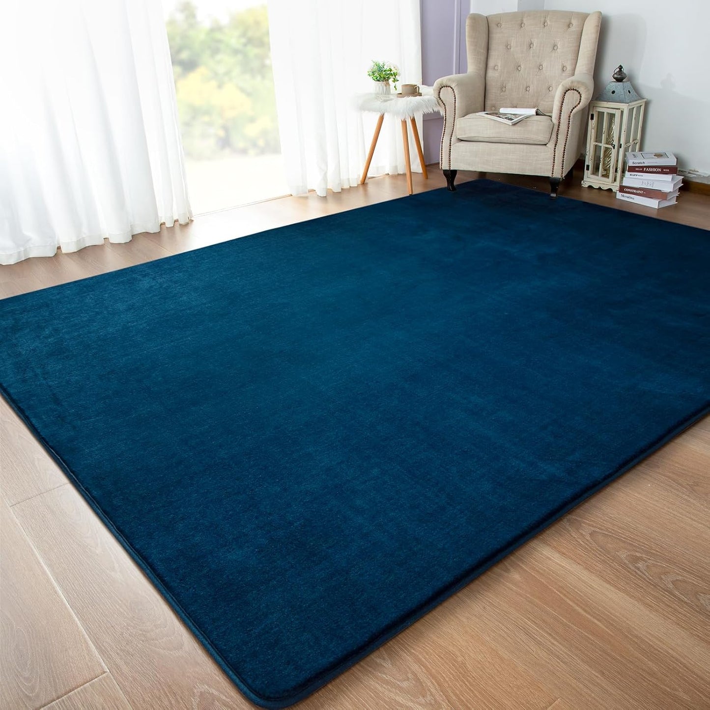 Andecor Shag Living Room Area Rug, 6x9 Cream White Washable Fuzzy Bedroom Rugs, Soft Fluffy Indoor Carpets for Dorm Boys Girls Kids Room Nursery Home Decorations