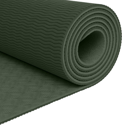 Retrospec Zuma Yoga Mat 6mm Thick Non-Slip TPE Exercise Mat | Cushioned Workout Mat for Yoga Pilates and Home Stretching | 72 x 24 with Carrying Strap