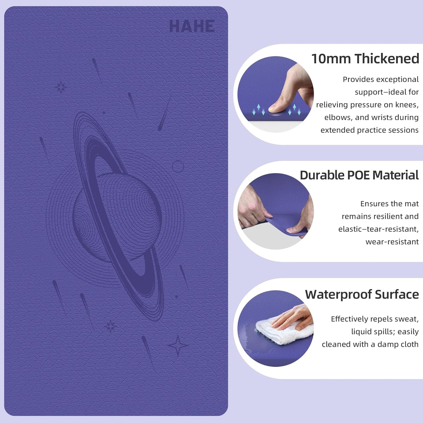 Extra Wide Yoga Mat, 72"x40"x0.4"Thick, Large Exercise Mat, Oversized Non Slip Workout Mat with Strap for Yoga, Pilates, Fitness, Home Gym Studio