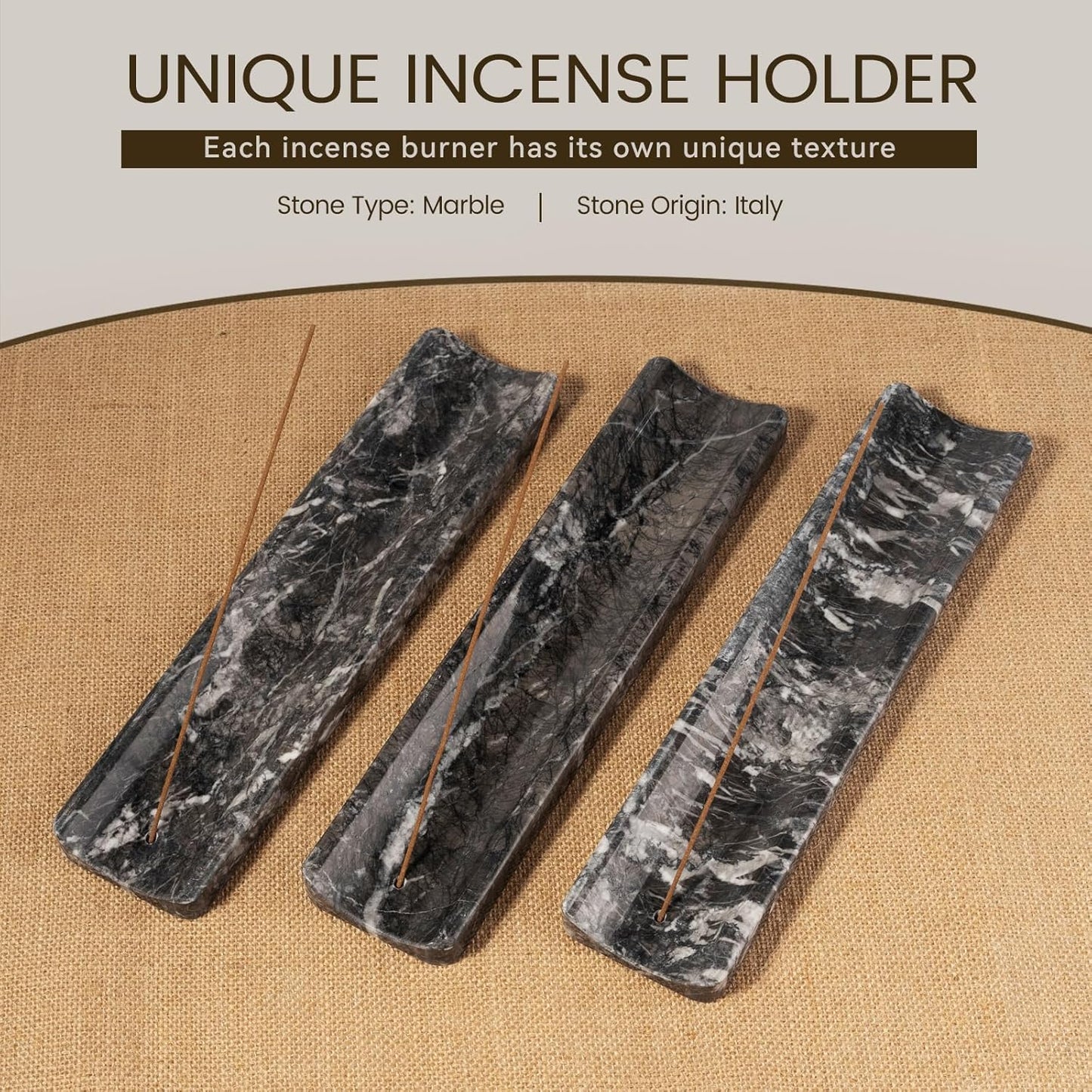 Koville Marble Incense Holder, Incense Holder for Sticks, Incense Sticks Holder Ash Catcher for Meditation Yoga SPA, Natural Stone Incense Burner, Home Table Decor (Green)