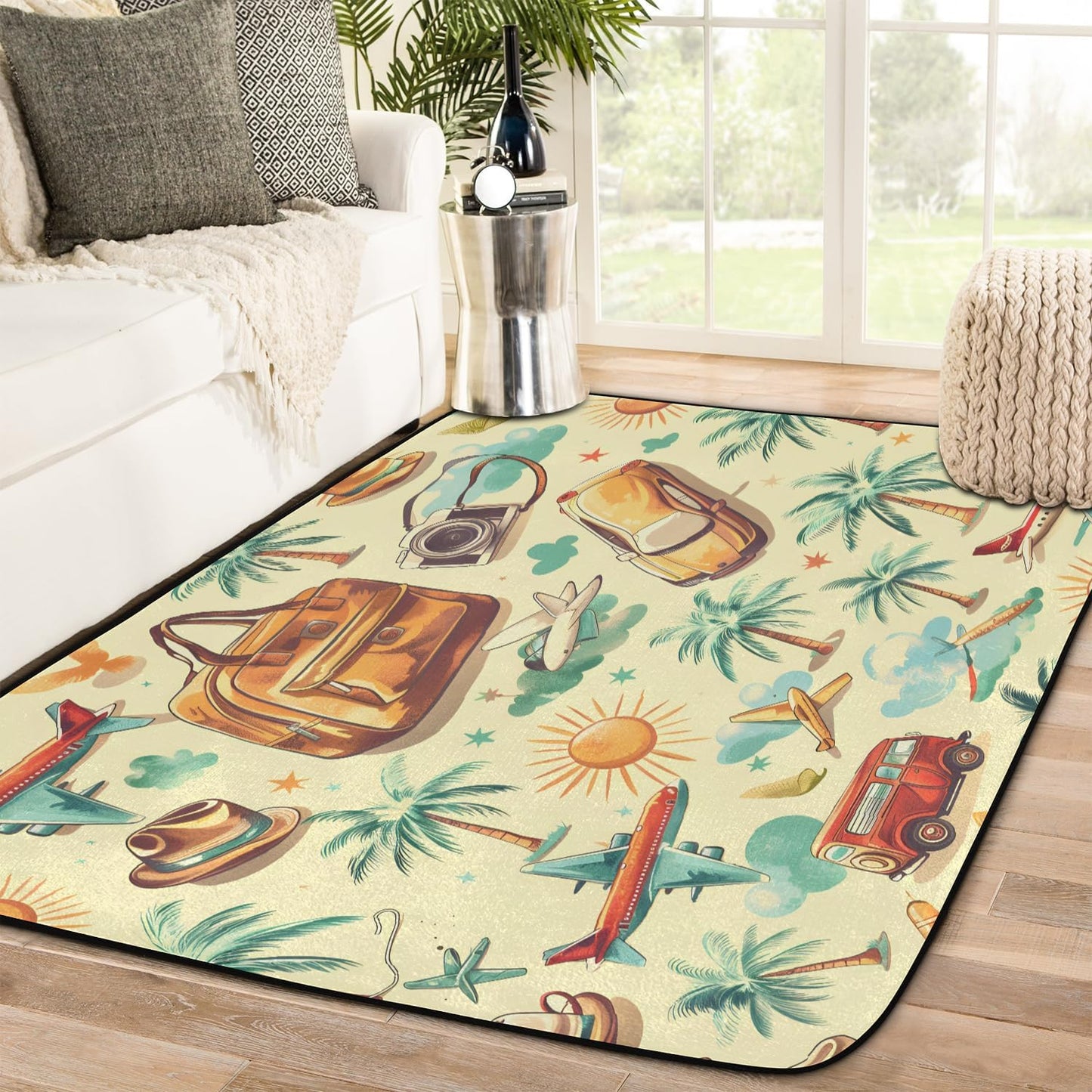 Red Hot Chili Pepper on Black Large Area Rug 4x6 Ft Washable Stain Resistant Rugs Non-Slip Soft Modern Carpet for Home Kitchen Living Room Office Party Decor