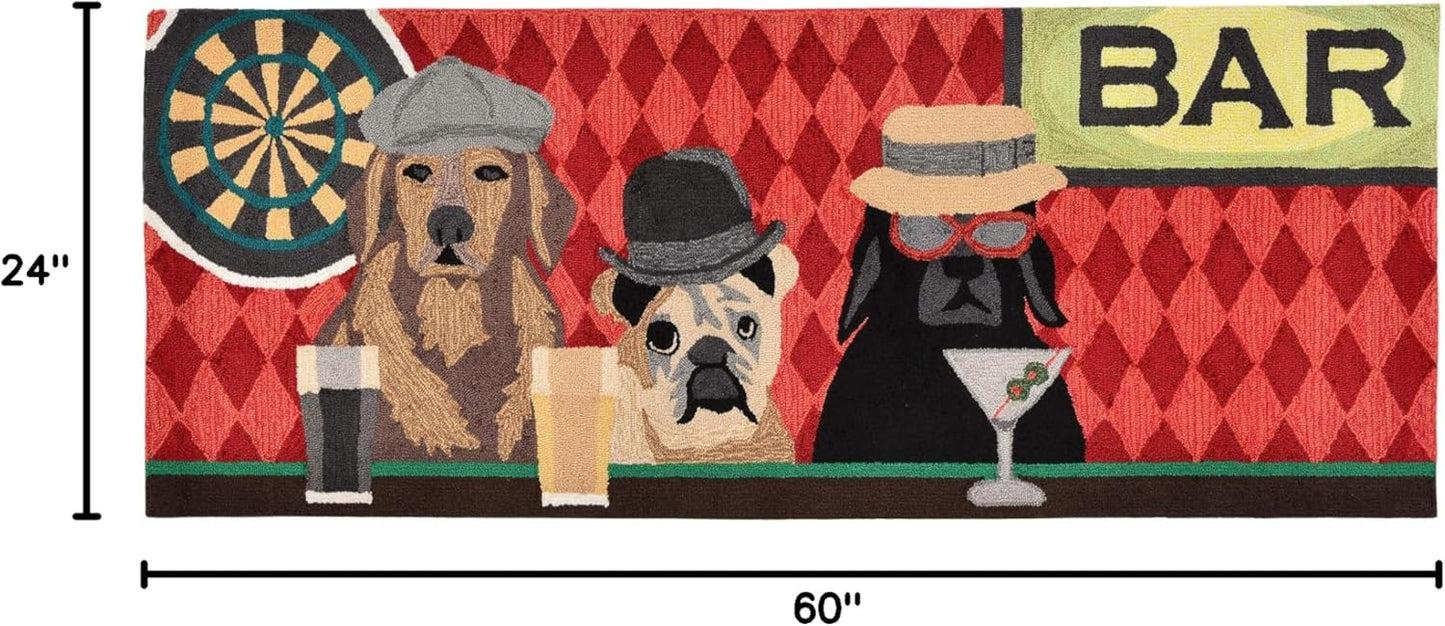 Liora Manne Frontporch Indoor Outdoor Rug - Novelty Design, Hand Hooked, Weather Resistant, UV Stabilized, Foyers, Porches, Patios & Decks, Yoga Dogs, 2'6 x 4'