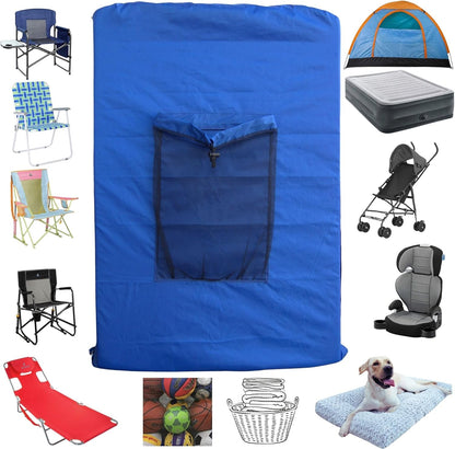 BLACK (Large 36"x24"x6") Beach Chair Bag. For Tent, Camping Mattress, Recliner, Dog Bed, Director & Lounge Chair, Booster Seat, Laundry. Light Duty 420D Polyester w/Adjustable Straps.
