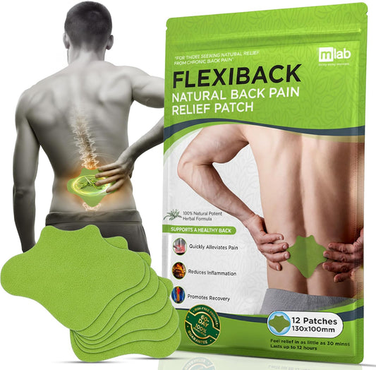 FLexiknee Warming Herbal Pain Patches for Knees w/ 12-Hour Extra Strength & Adhesion - Bone-on-Bone, Joint Ache, Muscle Soreness Support - 12 Heat Patches for Pain Relief for Knees, Back & Neck