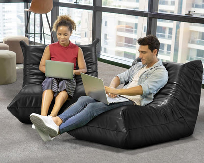 Hobestluk Giant Bean Bag Chair Lazy Floor Sofa, Memory Foam Fireside Sofa for Adults, Big Beanbag Faux Leather Armless Chair for Living Room Bedroom Dorm Office (Brown, Single)