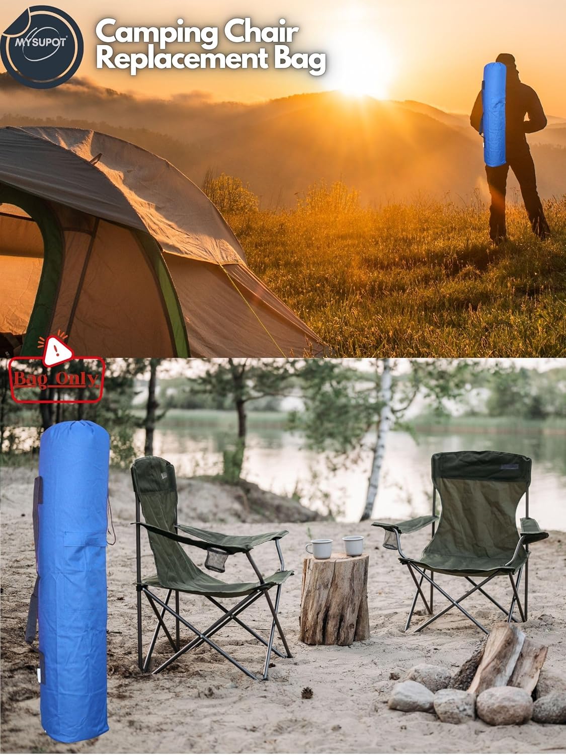 Replacement Bag for Folding Camping Chair, Portable Camp Chair, Hammock, Yoga Mat, Umbrella, Tents, Tripods, Fishing Poles - 420D Oxford Polyester Fabric