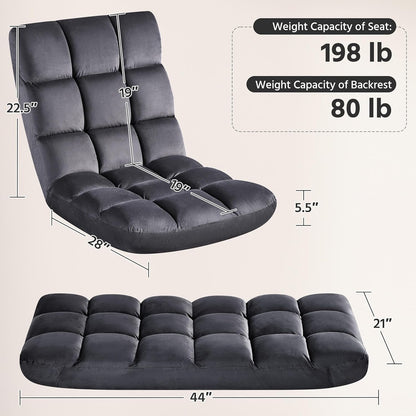 Yaheetech Adjustable Floor Chair with Back Support, Foldable Thick Padded Seat for Meditation&Gaming on Floor, Space Saving Lazy Lounger for Bedroom Dorm, Black