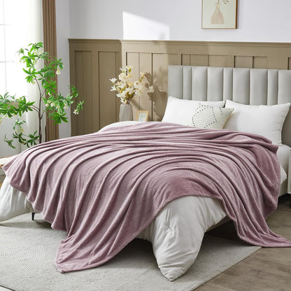 NEWCOSPLAY Super Soft Throw Blanket Light Purple Premium Silky Flannel Fleece Leaves Pattern Lightweight Bed Blanket All Season Use (Light Purple, Throw(50"x60")) - Colors B
