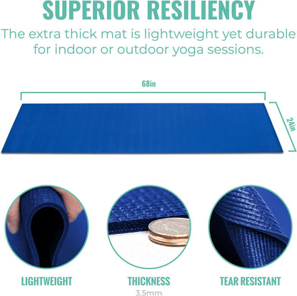 12 or 16-Pack Value Yoga Mat, 68" x 24" Non Slip Exercise Mat, 3mm Thick Gym Mat, Bulk Non Toxic Yoga Mats for Schools and Studios