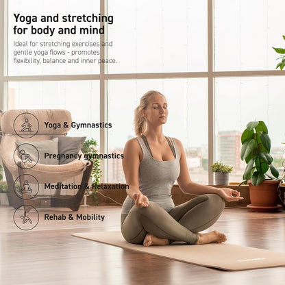 MSPORTS Yoga Mat Premium Non Slip Thick – Extra Comfortable Exercise Mat for Home Workouts, Pilates, Stretching & Gym – Cushioned NBR Foam, Gym Mat with Strap, for Women & Men