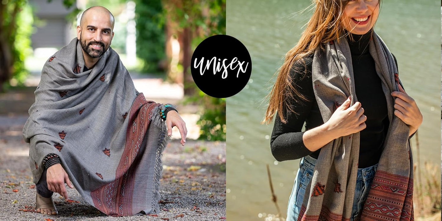 Exotic Vegan Meditation Shawl - Large Unisex Prayer Wrap, Oversize Scarf & Versatile Indian Style Blanket