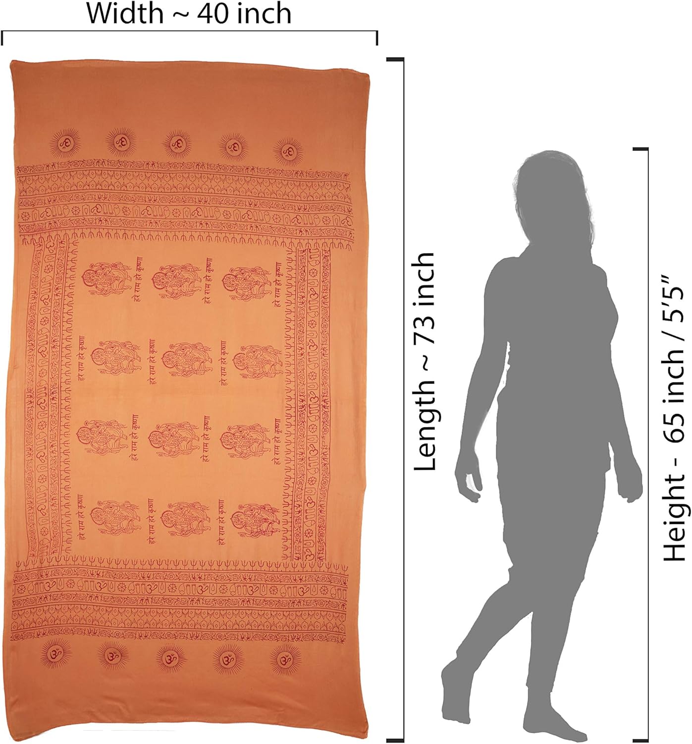 Yoga Scarf Meditation Shawl Large Wrap Hindu Prayer Stole OM Ganesha print