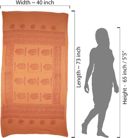 Yoga Scarf Meditation Shawl Large Wrap Hindu Prayer Stole OM Ganesha print