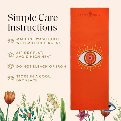 KARMA AND LUCK Radiant Protection Yoga Towel, Absorbent, Non-Slip Hot Yoga Mat Towel, Silicone Grip & Soft Terry Suede for Spiritual Energy Shield & Clarity, 26” x 72”