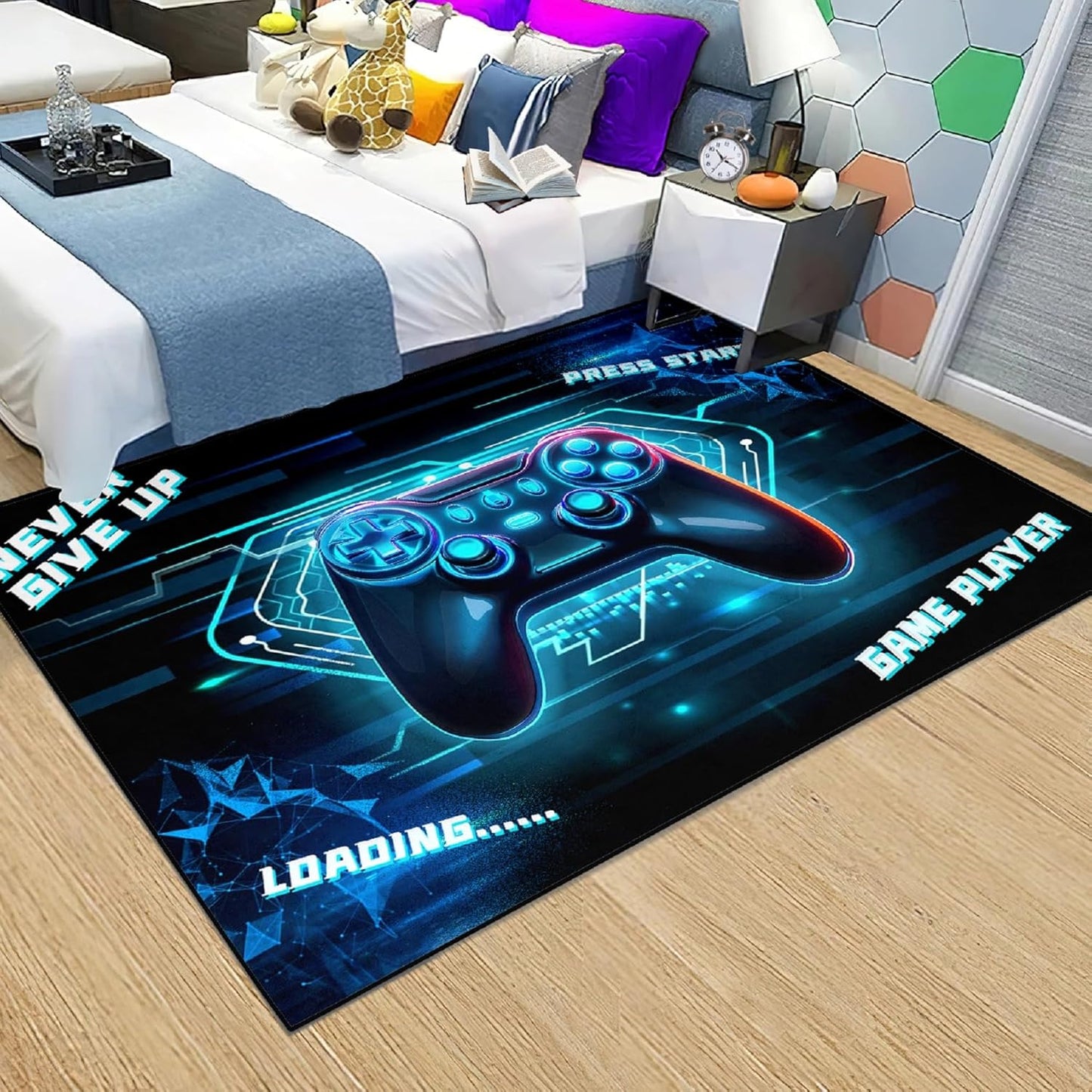 Game Controller Rugs for Bedroom Boys Living Room Gamer Gamepad Red Carpets Floor Mat Player Indoor Mats Gaming Art Design Home Decor Crystal Doormat Yoga Mats 3'x5'