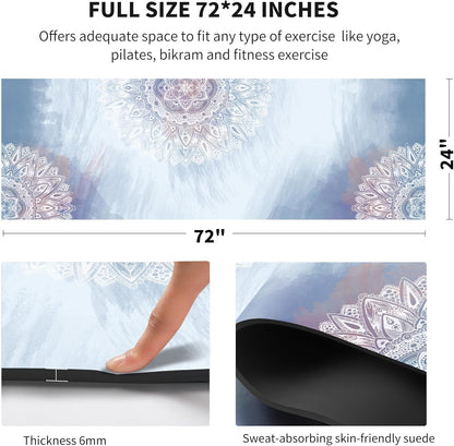nuveti Yoga Mat Print Extra Thick TPE Non Slip Fitness Exercise Mat with Carrying Bag,72"x24" Extra Thick 6MM Exercise & Workout Mat for Yoga, Pilates Fitness and Floor Exercises - Colors A
