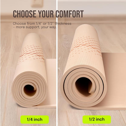 Gogokiwi Large Yoga Mat (6'x4') – 1/4" & 1/2" Thick Exercise Mats for Home Workout, Extra Wide Workout Mats for Home Gym, Yoga, Pilates, Stretching, Floor & More