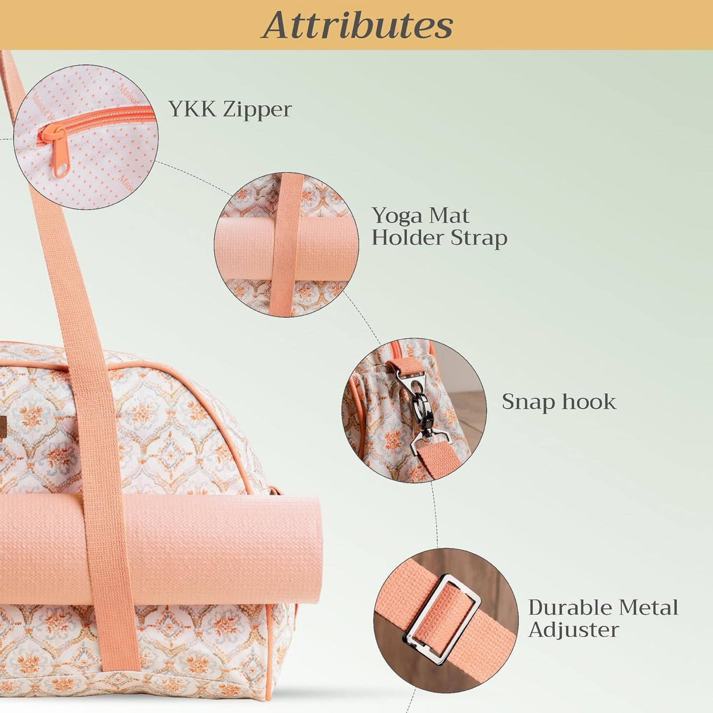 Maison d' Hermine Yoga Mat bag, Cylindrical bag for Woman&Men, yoga mat Bag &Adjustable shoulder straps Yoga Mat Carrier Bag with Drawstring Water Bottle Pocket and zipper pocket Easter Gifts