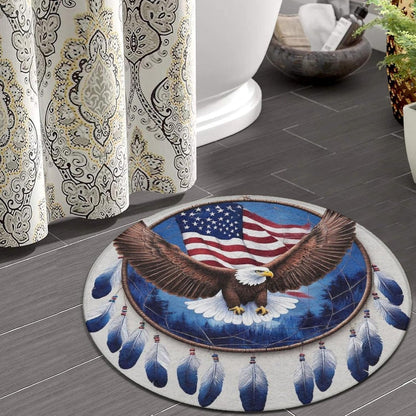 Machine Washable Modern Round Area Rug, Room Sofa Yoga Soft Round Carpet, Home Decor Non Slip Kitchen Office Circle Rug Union Jack Flag UK Mandala Art, 60inch