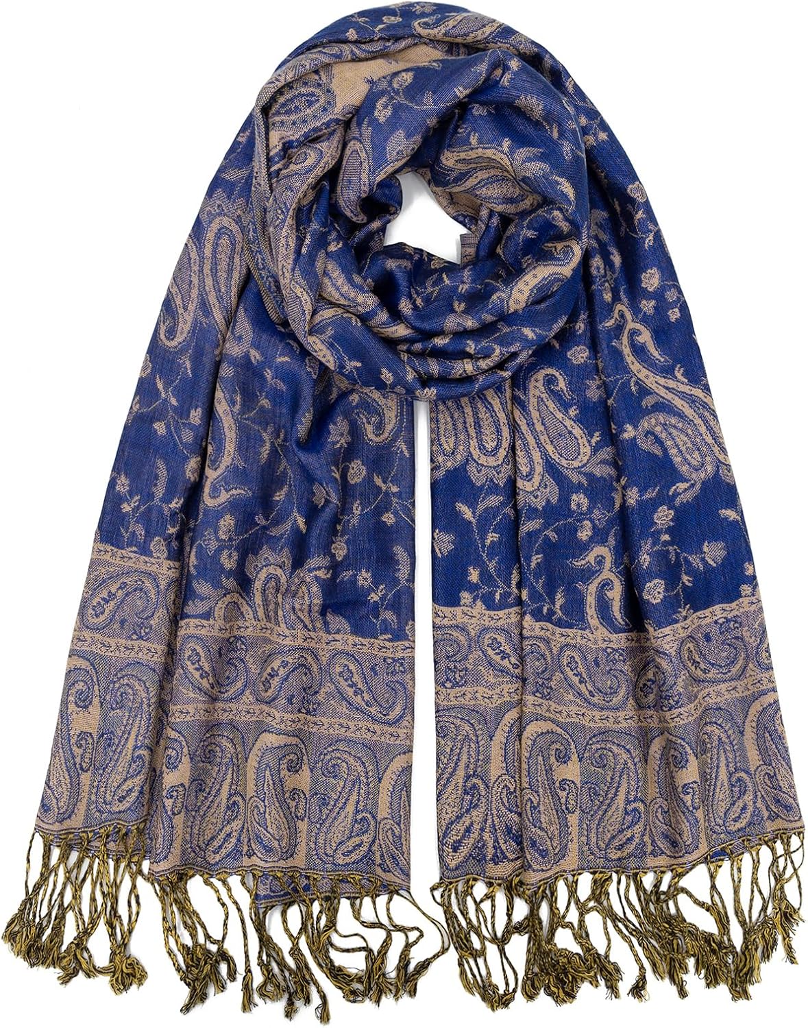 Ciormis Two Tone Silky Paisley Pashmina Shawl Scarf,Soft Women's Rave Jacquard Pashminas Wrap Scarves