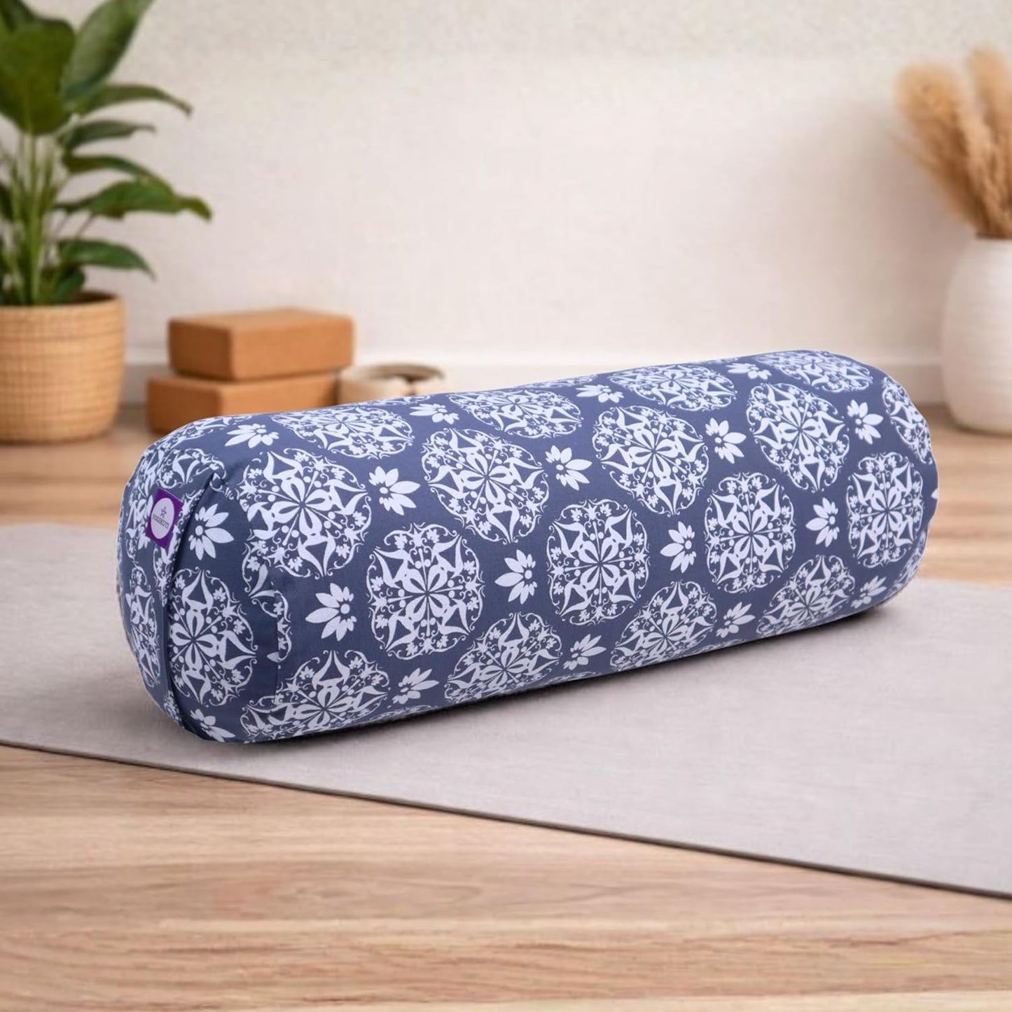 Yogikuti Iyengar Yoga Bolster for Restorative Yoga and Meditation – Lightweight Cotton Support Pillow with Handle for Easy Carry, Versatile for Pose Modification, Balance, Back Relief, and Relaxation