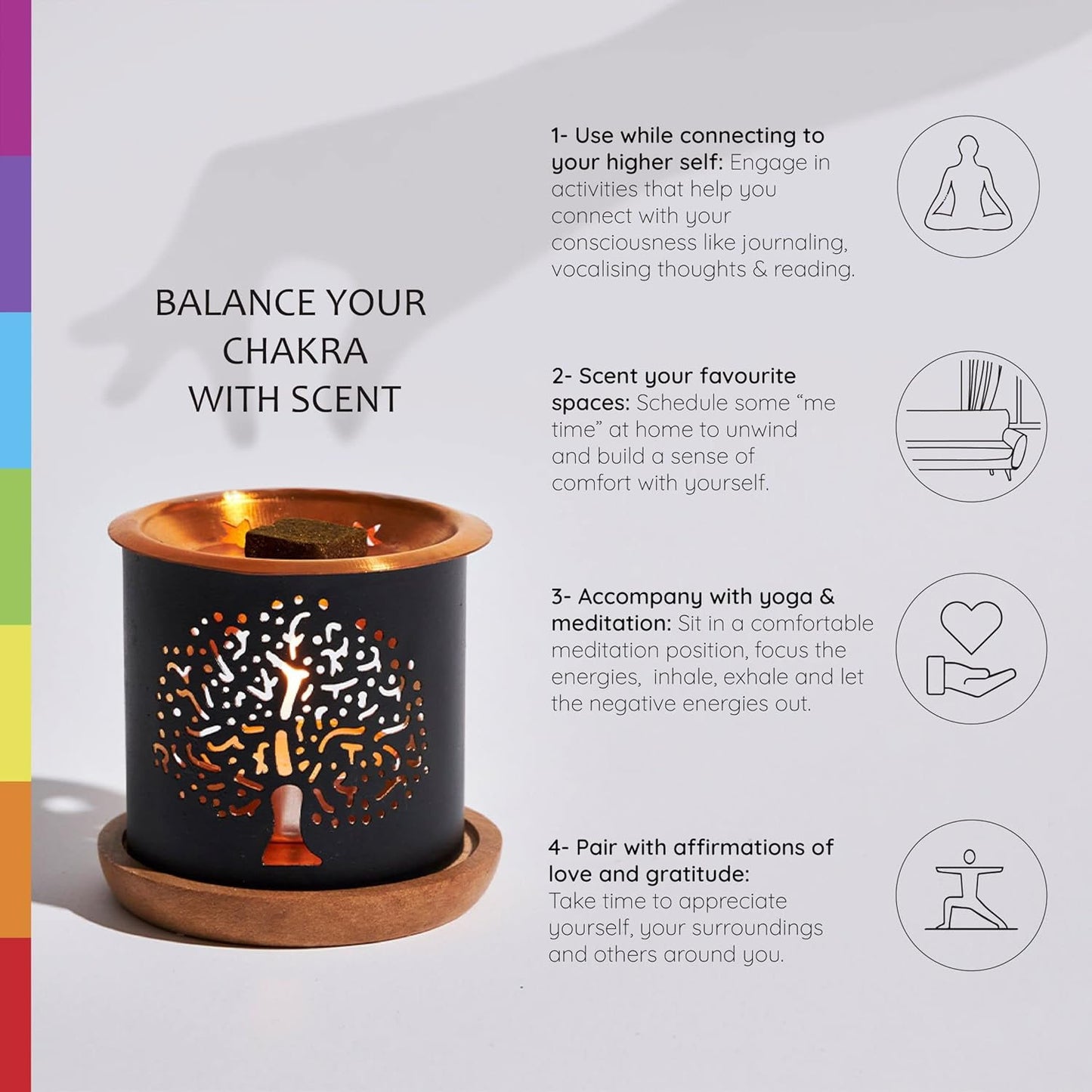 7 Chakra Incense Brick Gift Set by Aromafume | 14 Bricks & Tree of Life Exotic Burner | Smokeless Incense Set for Chakra Balance | Yoga & Meditation Gifts | Incense Kit for Plexus, Root & More