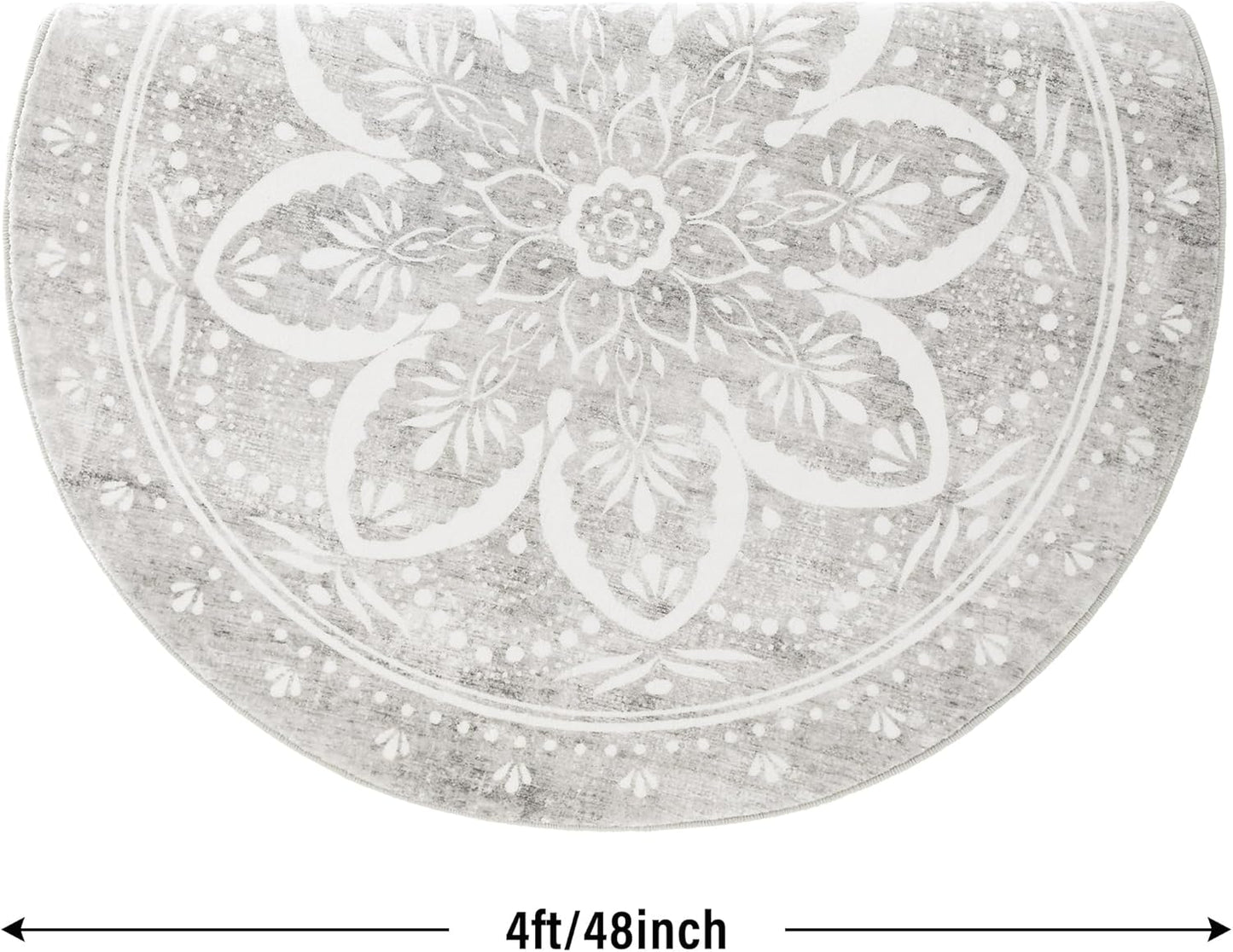 Carvapet 4ft Washable Round Rugs, Modern Abstract Circle Rug, Non Slip Rubber Backing Foldable Low Pile Carpet for Living Room Bedroom, 4ft Red/Orange Rug