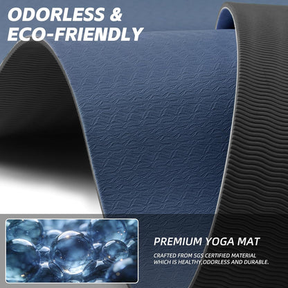 PAIDU Extra Long Wide Yoga Mat 76"x33"x2/5 Inch - Non Slip Thick Exercise Mat for Home Gym, Yoga, Pilates & Workouts