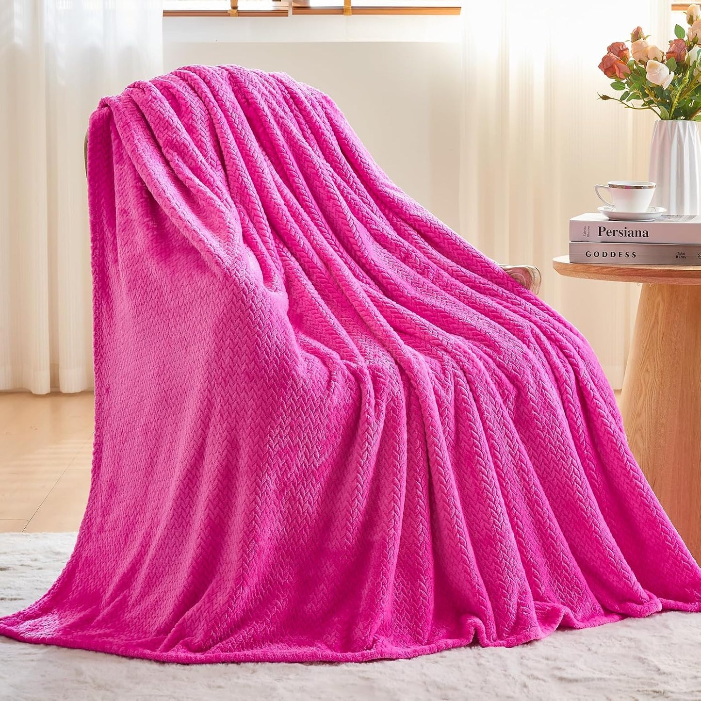 NEWCOSPLAY Super Soft Throw Blanket Light Purple Premium Silky Flannel Fleece Leaves Pattern Lightweight Bed Blanket All Season Use (Light Purple, Throw(50"x60")) - Colors B