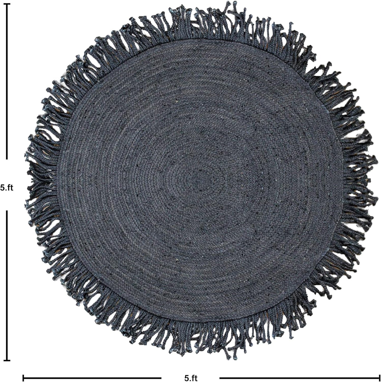 Collection Circle Area Rug - 3 x 3 Ft' Beige and Black Geometric Pettern Jute Mat Ideal for High Traffic Area in Hallway Bedroom Living Room Dining Room Kitchen Terrace Yoga Mat