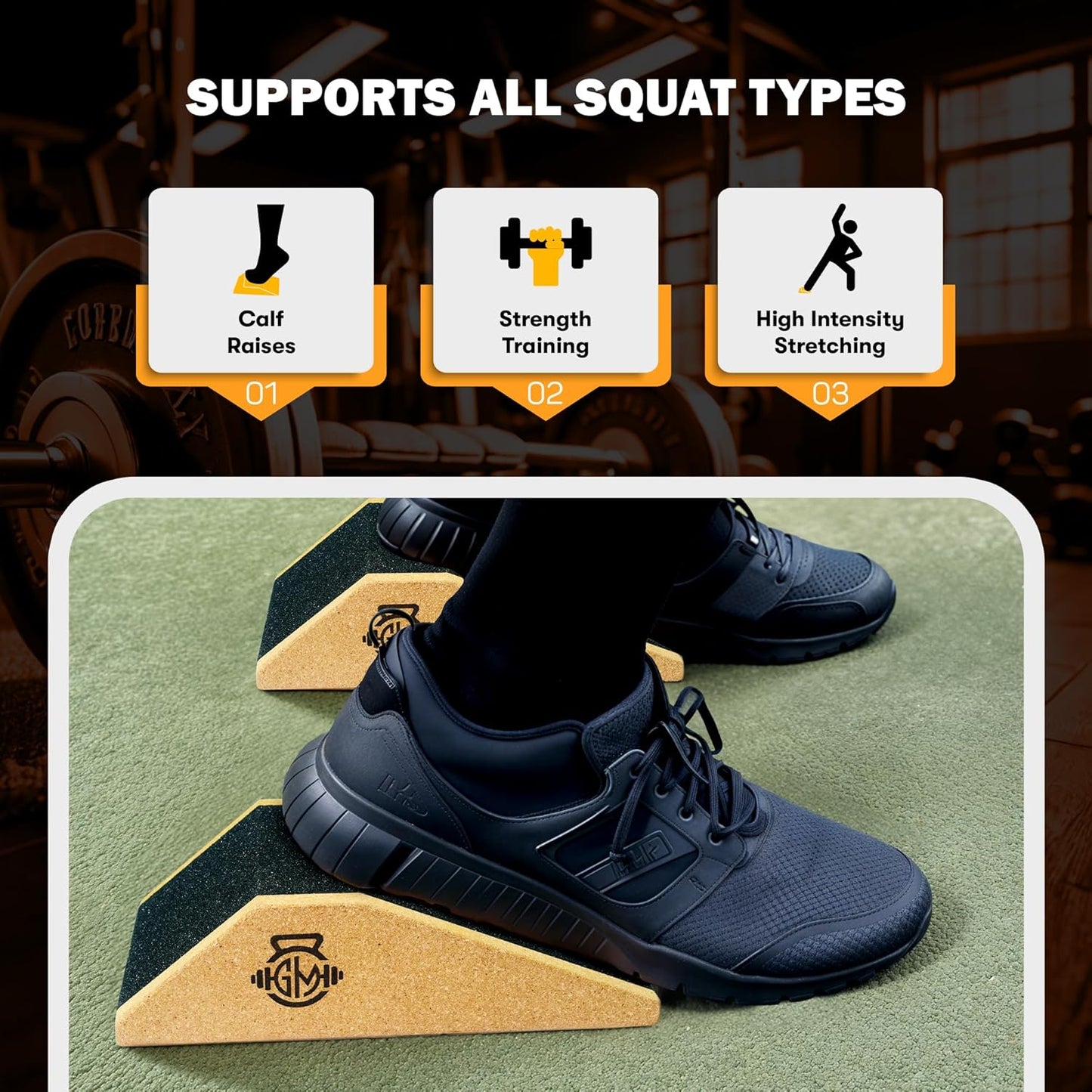 Cork Squat Wedge 2PCS | Squat Wedges for Weightlifting | Anti-slip Enhanced Grip Surface | Squat Wedge Calf Raise Yoga Block