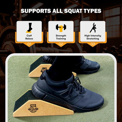 Cork Squat Wedge 2PCS | Squat Wedges for Weightlifting | Anti-slip Enhanced Grip Surface | Squat Wedge Calf Raise Yoga Block