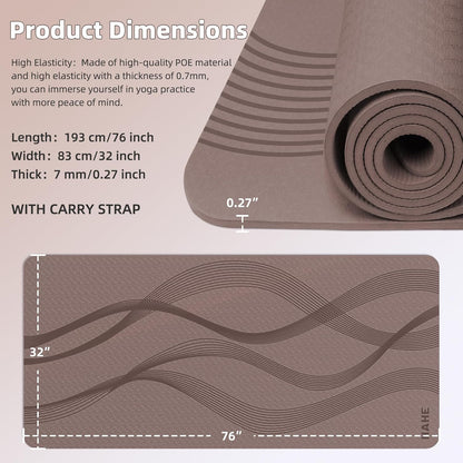 Yoga Mat High Density Exercise Mat, 76"x32"x0.27"Thick Wide & Large Yoga Mat for Women Men, Professional POE Workout Mat for Yoga, Pilates, Fitness & Stretching