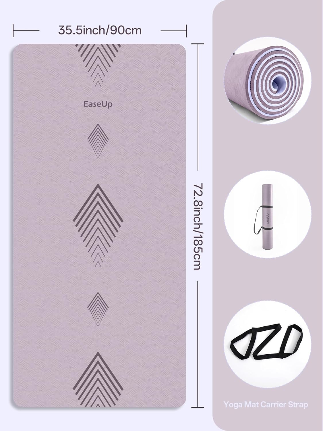 EaseUp Large yoga mat,73’x35.5’x0.4’,extra thick and wide,10mm pilates mat,non-slip exercise mat,workout mats for home gym
