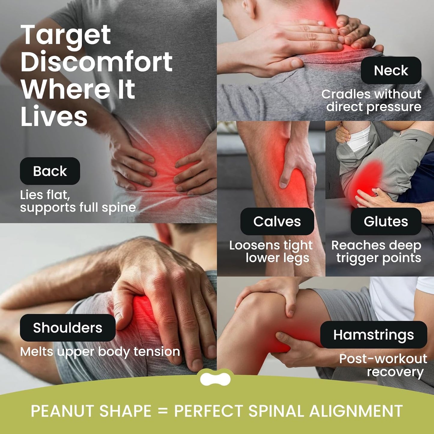 4-Speed Vibrating Peanut Massage Ball for Targeted Muscle Relaxation & Mobility Support | Textured Deep Pressure Roller | Compact & Rechargeable