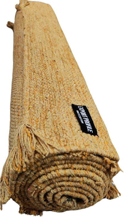 Indian Handmade100 % Organic Anti Skid Multi Colour Cotton Yoga Mat - Eco-Friendly Hand-Woven Rug - Non-Slip & Thick (24”x72”x5mm) for Hot yoga & Everyday Fitness at Home - Comfortable & Foldable Extra-Long Mat