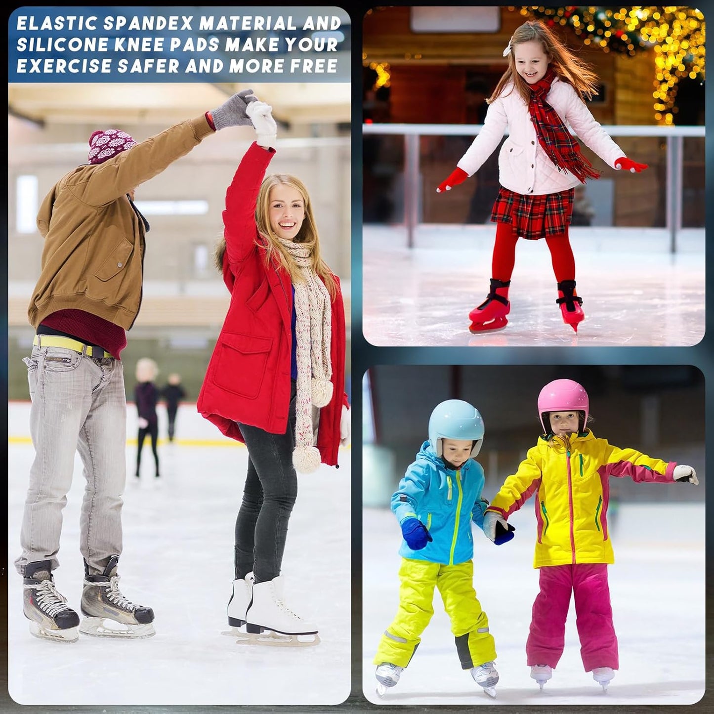 Shappy 2 Pair Figure Ice Skating Knee Pads Gel Dance Knee Pads Cushion and Support Breathable Material for Dancing Skating Women Girl Men