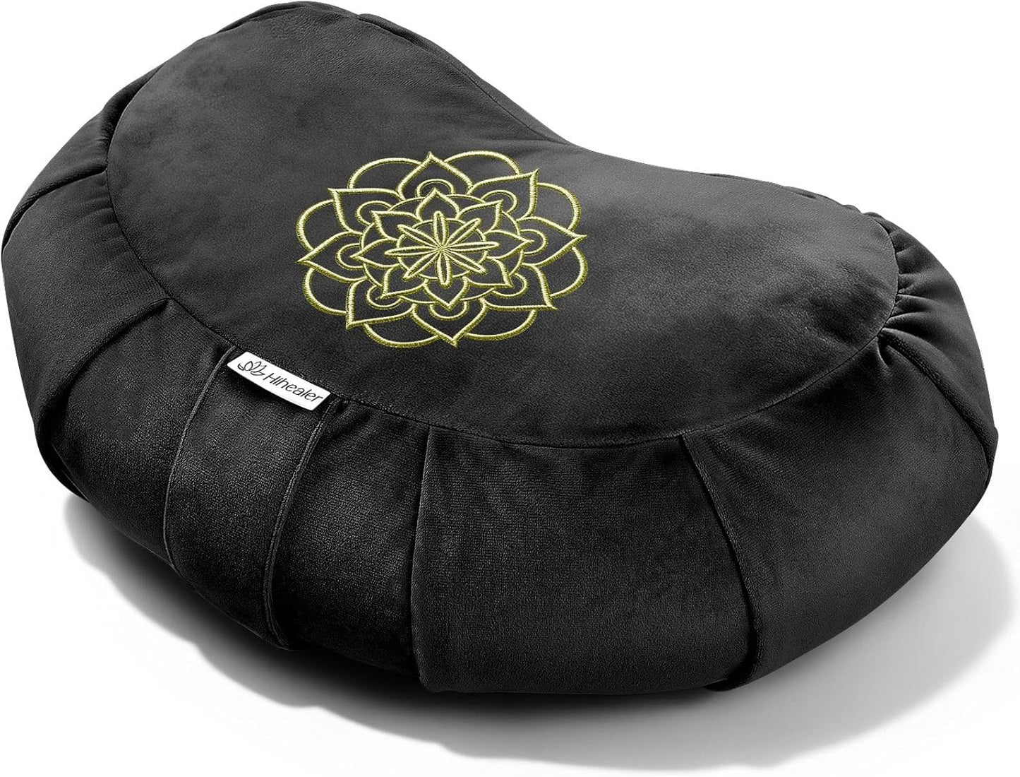 Hihealer Premium Crescent Meditation Cushion, Ergonomic Buckwheat Hull Floor Pillow for Adults, Comfortable Yoga Bolster for Meditation & Floor Sitting (Purple)