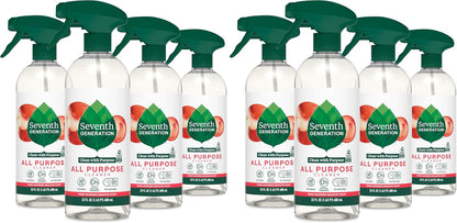 Seventh Generation All Purpose Cleaner, Free & Clear, 23 oz, Pack of 4, Plant-Based Cleaning Spray, Cuts Grease & Grime, No Fragrance or VOCs, Safe for Kids & Pets, Works on Glass, Sealed Wood & More