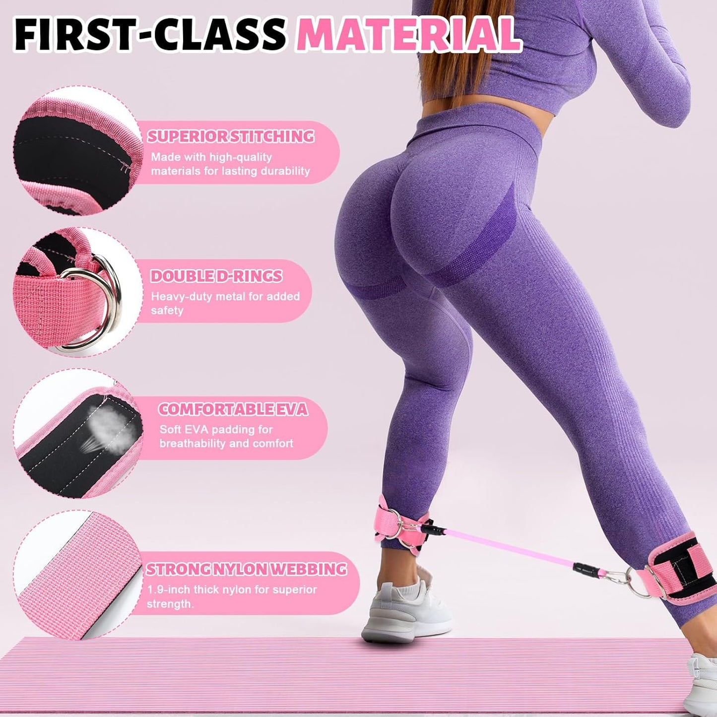 RoundFunny Set of 18 Pilates Ring Essential Kit for Women Pilates Ring and Ball Ankle Resistance Band Yoga Strap Socks Mat Arm Stretcher Latex Tube Gym Back Bag Exercise Equipment for Workout