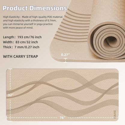 Yoga Mat High Density Exercise Mat, 76"x32"x0.27"Thick Wide & Large Yoga Mat for Women Men, Professional POE Workout Mat for Yoga, Pilates, Fitness & Stretching
